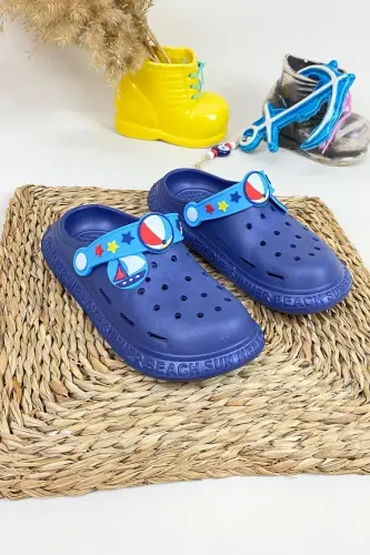 Non-Slip Sole Summer Kids Sandals/Slippers - Sea Pool Sandal - Calx8010-Navy Blue 