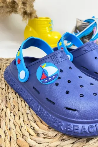 Non-Slip Sole Summer Kids Sandals/Slippers - Sea Pool Sandal - Calx8010-Navy Blue - ZERENYUS (1)