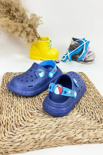 Non-Slip Sole Summer Kids Sandals/Slippers - Sea Pool Sandal - Calx8010-Navy Blue - 3
