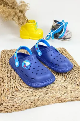Non-Slip Sole Summer Kids Sandals/Slippers - Sea Pool Sandal - Calx8010-Navy Blue - 4