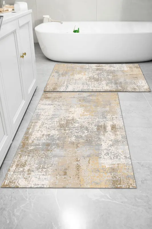 Non-Slip Washable 2-Piece Set Bath Rug Bath Mat Toilet Seat Cover Set (4)-minikare - 1