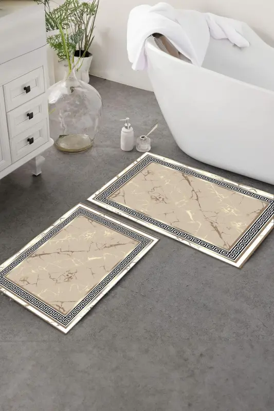 Non-Slip Washable 2-Piece Set Bath Rug Bath Mat Toilet Set (17)-square - 1