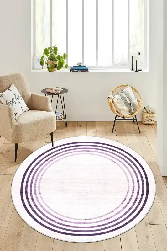 Non-Slip Washable Printed Rug Runner-Round - 1