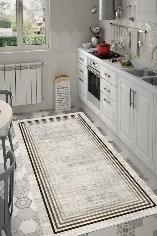 Non-Slip Washable Printed Runner Rug-Beige - 5