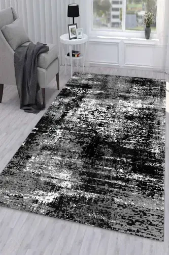 Non-Slip Washable Printed Runner Rug Kitchen Carpet-Black - 1