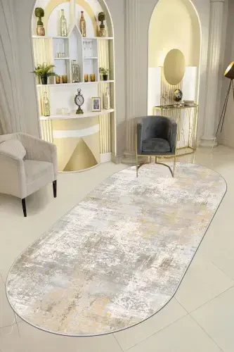 Non-Slip Washable Printed Runner Rug Kitchen Carpet-Oval - 1