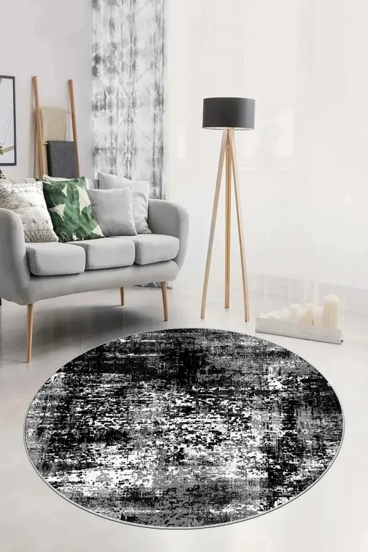 Non-Slip Washable Printed Runner Rug Kitchen Carpet-Round - 1