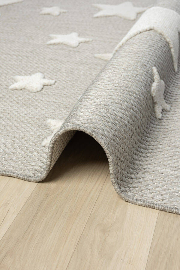 Non-Slip Washable Woven Rug Grey Star Baby Kids Room Rug Stain Resistant AYAZ 14 - 5