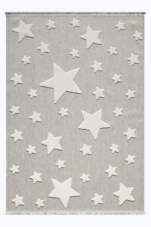 Non-Slip Washable Woven Rug Grey Star Baby Kids Room Rug Stain Resistant AYAZ 14 - 6