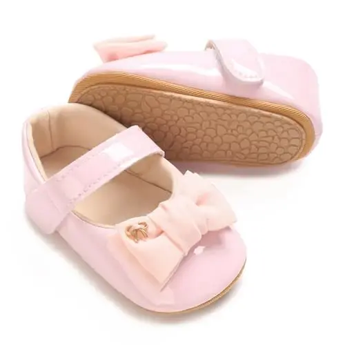 Non-Slip Yumshoq Taglikli Qizaloqlar uchun Mary Jane Flats Poyabzallari Tilla yuradigan bolalar uchun Birinchi Yuruvchilar Chaqaloq Malikalar Libosi Poyabzallari - 5