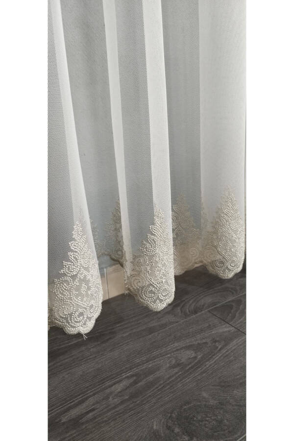 Non-Wrinkle Greek Damask Patterned Tulle Curtain - 2