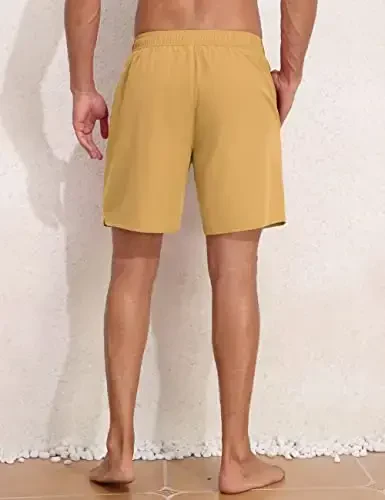 Nonwe erkaklar uchun suzish shortiklari, kompressiya astarli tez quriydigan Gavayi uslubidagi cho'milish kostyumlari, cho'ntakli 2si 1da taxta shortilar - 3