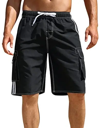 Nonwe Men's Beachwear Board Shorts Quick Dry with Mesh Lining Swim Trunks - NONWE (1)