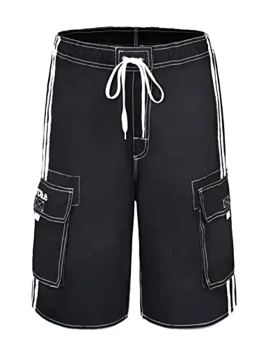 Nonwe Men's Beachwear Board Shorts Quick Dry with Mesh Lining Swim Trunks - 1