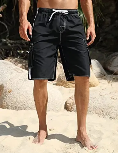 Nonwe Men's Beachwear Board Shorts Quick Dry with Mesh Lining Swim Trunks - 8