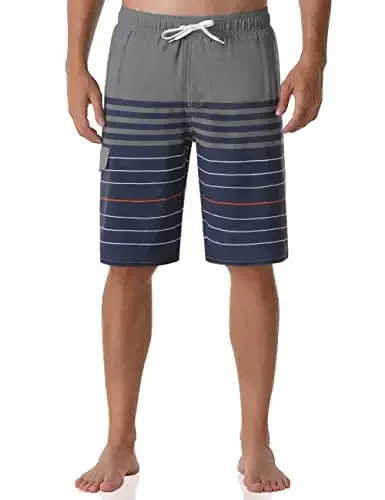 Nonwe Men's Beachwear Board Shorts Quick Dry with Mesh Lining Swim Trunks - 1
