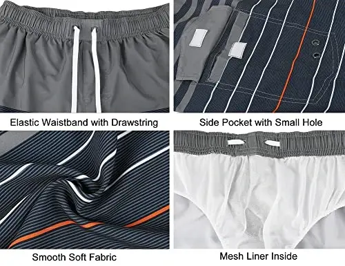 Nonwe Men's Beachwear Board Shorts Quick Dry with Mesh Lining Swim Trunks - 6