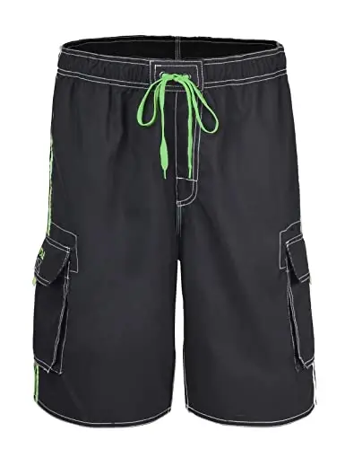 Nonwe Men's Beachwear Board Shorts Quick Dry with Mesh Lining Swim Trunks - 1