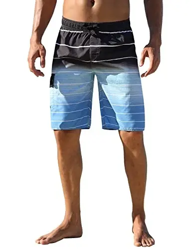 Nonwe Men's Beachwear Summer Holiday Swim Trunks Quick Dry Striped 