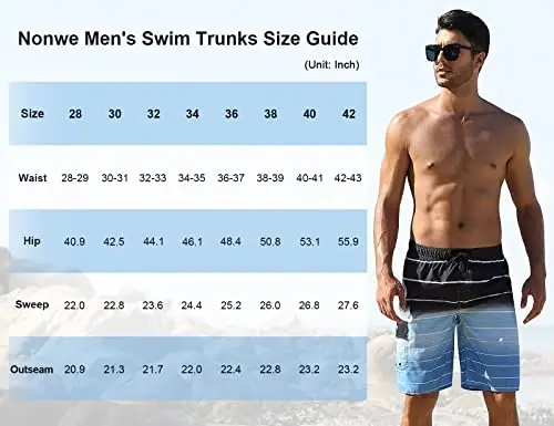 Nonwe Men's Beachwear Summer Holiday Swim Trunks Quick Dry Striped - 6