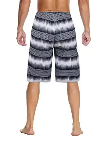 Nonwe Men's Beachwear Summer Holiday Swim Trunks Quick Dry Striped - 3