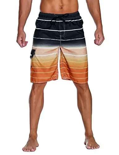 Nonwe Men's Beachwear Summer Holiday Swim Trunks Quick Dry Striped - NONWE