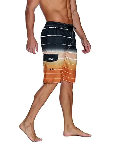Nonwe Men's Beachwear Summer Holiday Swim Trunks Quick Dry Striped - 2