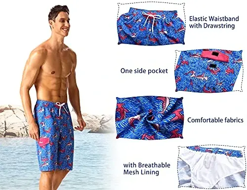 Nonwe Men's Beachwear Summer Holiday Swim Trunks Quick Dry Striped - 6