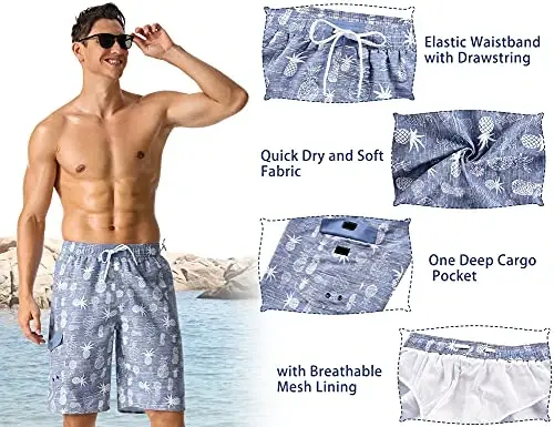 Nonwe Men's Beachwear Summer Holiday Swim Trunks Quick Dry Striped - 6
