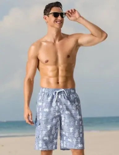 Nonwe Men's Beachwear Summer Holiday Swim Trunks Quick Dry Striped - 7