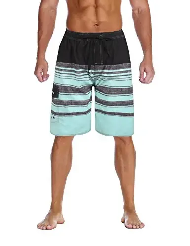 Nonwe Men's Beachwear Summer Holiday Swim Trunks Quick Dry Striped - 1