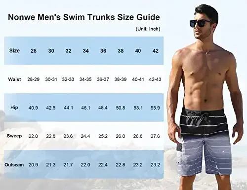 Nonwe Men's Beachwear Summer Holiday Swim Trunks Quick Dry Striped - 6