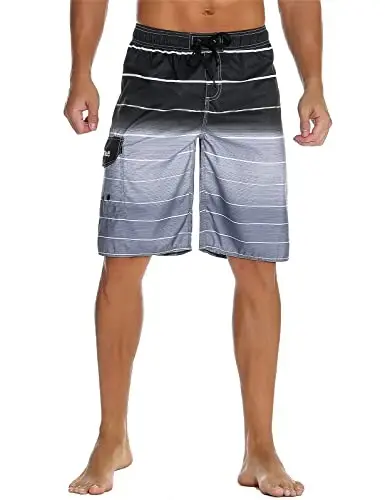 Nonwe Men's Beachwear Summer Holiday Swim Trunks Quick Dry Striped - 1