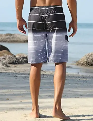 Nonwe Men's Beachwear Summer Holiday Swim Trunks Quick Dry Striped - 4