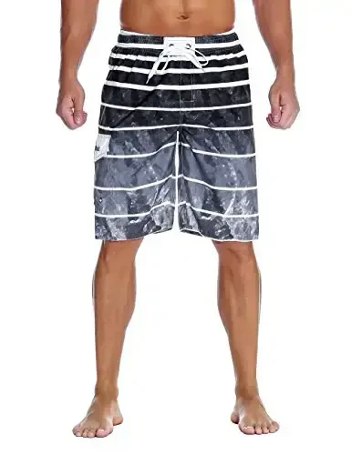 Nonwe Men's Beachwear Summer Holiday Swim Trunks Quick Dry Striped - NONWE