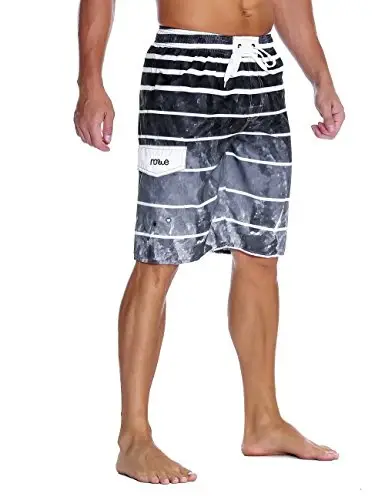 Nonwe Men's Beachwear Summer Holiday Swim Trunks Quick Dry Striped - 2