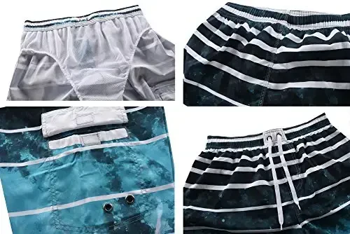 Nonwe Men's Beachwear Summer Holiday Swim Trunks Quick Dry Striped - 4