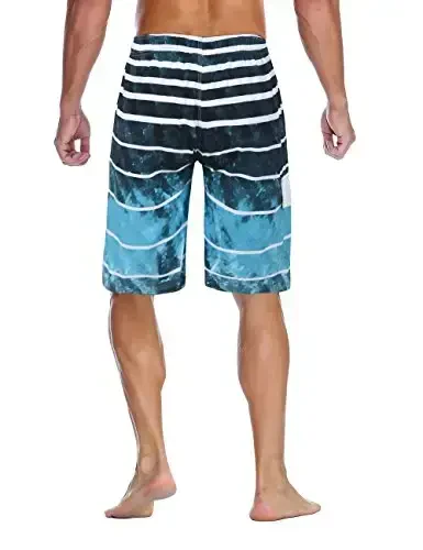 Nonwe Men's Beachwear Summer Holiday Swim Trunks Quick Dry Striped - 3