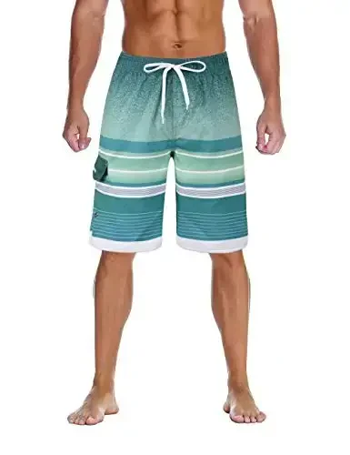 Nonwe Men's Beachwear Summer Holiday Swim Trunks Quick Dry Striped - 1