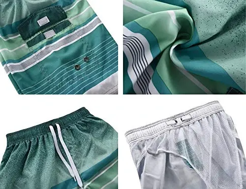 Nonwe Men's Beachwear Summer Holiday Swim Trunks Quick Dry Striped - 3