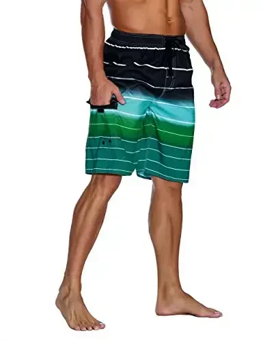 Nonwe Men's Beachwear Summer Holiday Swim Trunks Quick Dry Striped - 2
