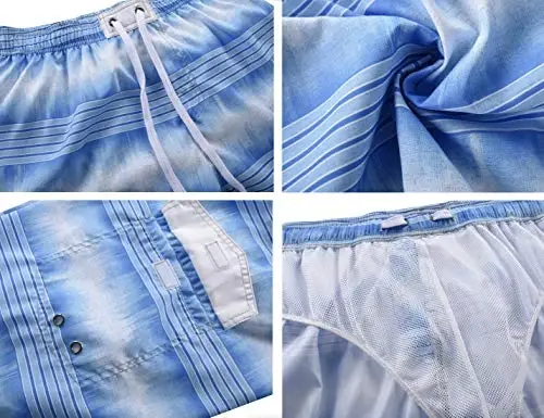 Nonwe Men's Beachwear Summer Holiday Swim Trunks Quick Dry Striped - 6