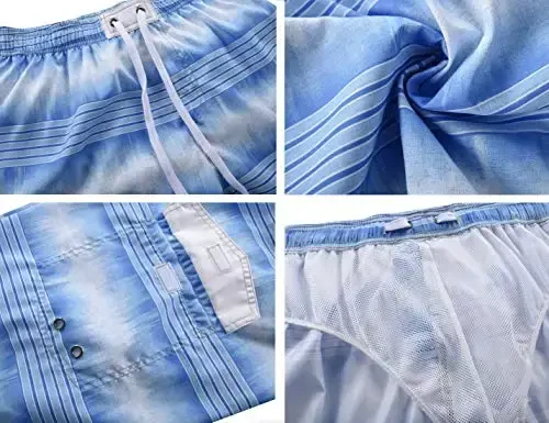 Nonwe Men's Beachwear Summer Holiday Swim Trunks Quick Dry Striped - 4