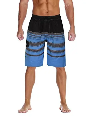 Nonwe Men's Beachwear Summer Holiday Swim Trunks Quick Dry Striped 