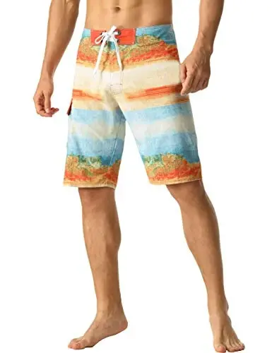 Nonwe Men's Sportwear Quick Dry Board Shorts with Lining 