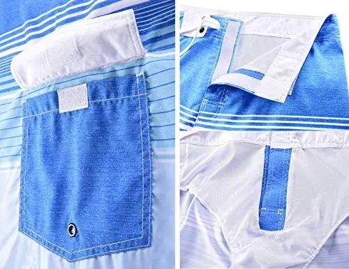 Nonwe Men's Swim Trunks Quick Dry Wave Pattern with Mesh Lining Board Shorts - 4