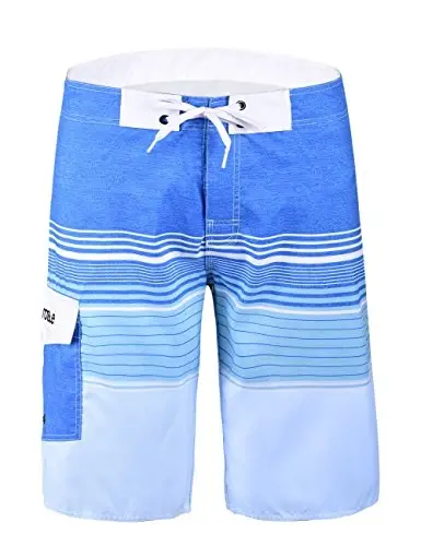 Nonwe Men's Swim Trunks Quick Dry Wave Pattern with Mesh Lining Board Shorts 