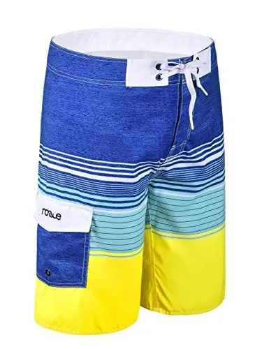 Nonwe Men's Swim Trunks Quick Dry Wave Pattern with Mesh Lining Board Shorts - NONWE (1)