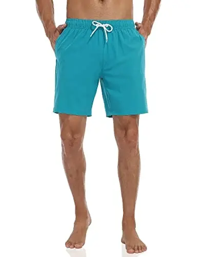 Nonwe Mens Swim Trunks with Compression Liner Quick Dry Hawaiian Bathing Suits 2 in 1 Board Shorts with Pockets - MODAZONE (1)