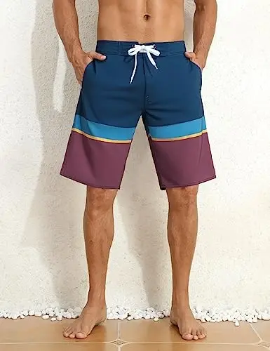 Nonwe Men's Swim Trunks with Compression Liner 2 in 1 Fast Dry Bathing Suits Cargo Surf Board Shorts with Pockets - 3